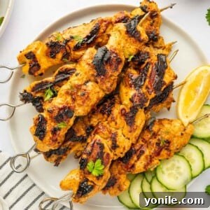 A plate of Tandoori kebobs.