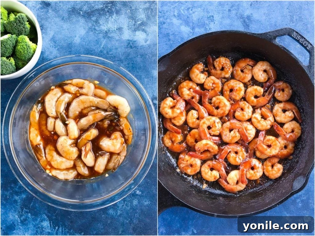 teriyaki Shrimps marinating in a bowl