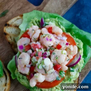 Shrimp Salad toast with tomatoes