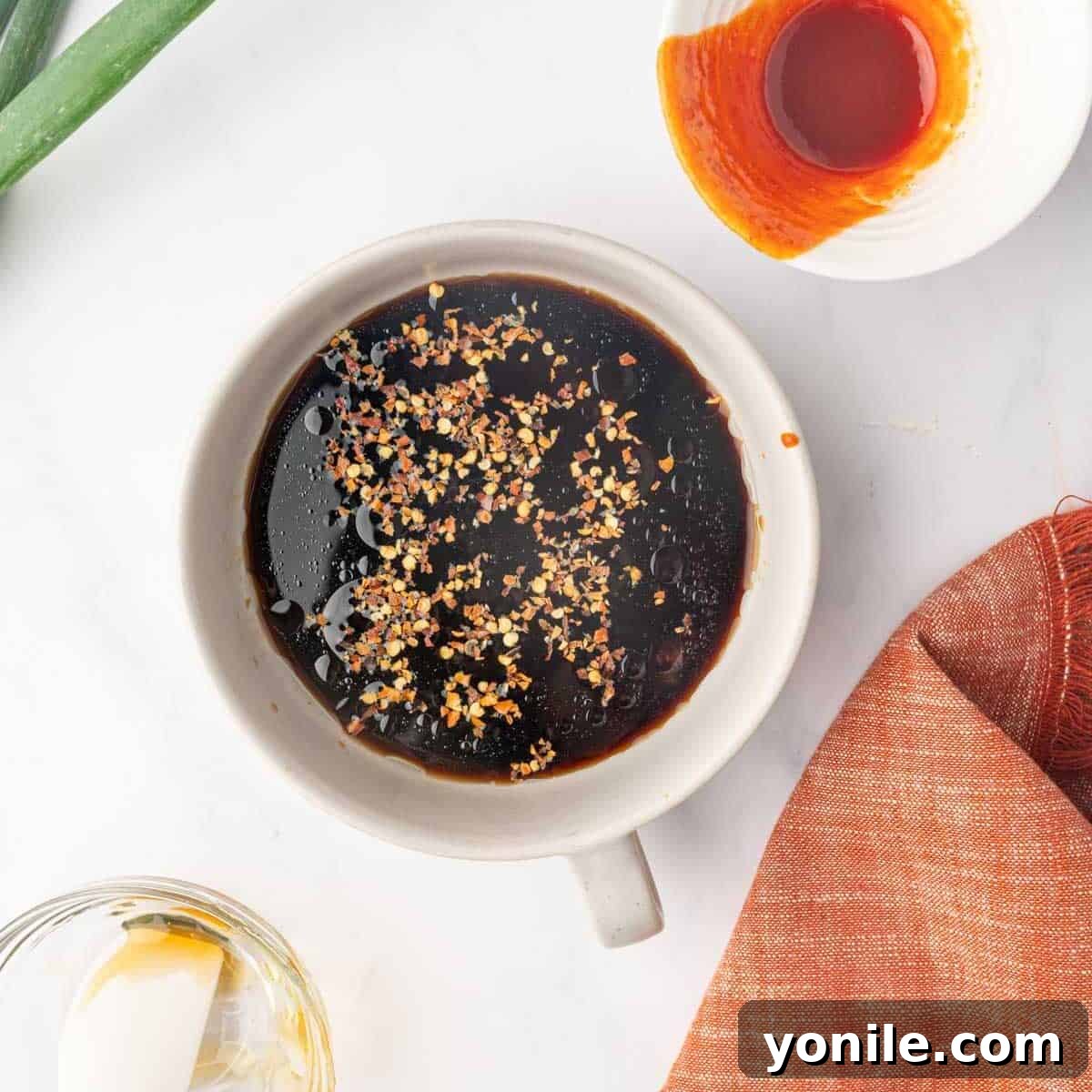 Honey chili sauce in a bowl.