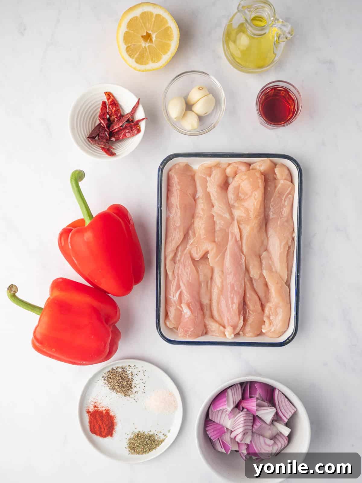 Ingredients needed for grilled peri peri chicken.
