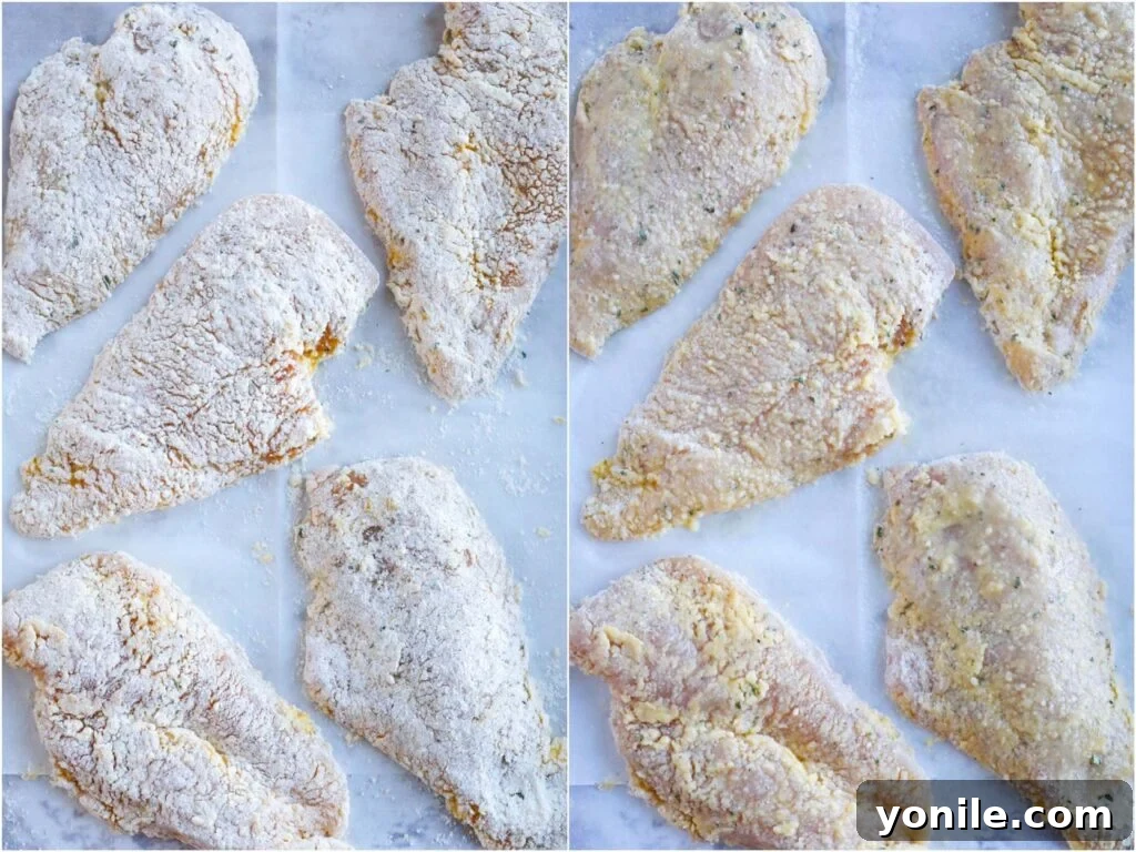 chicken breasts with breading mix coating