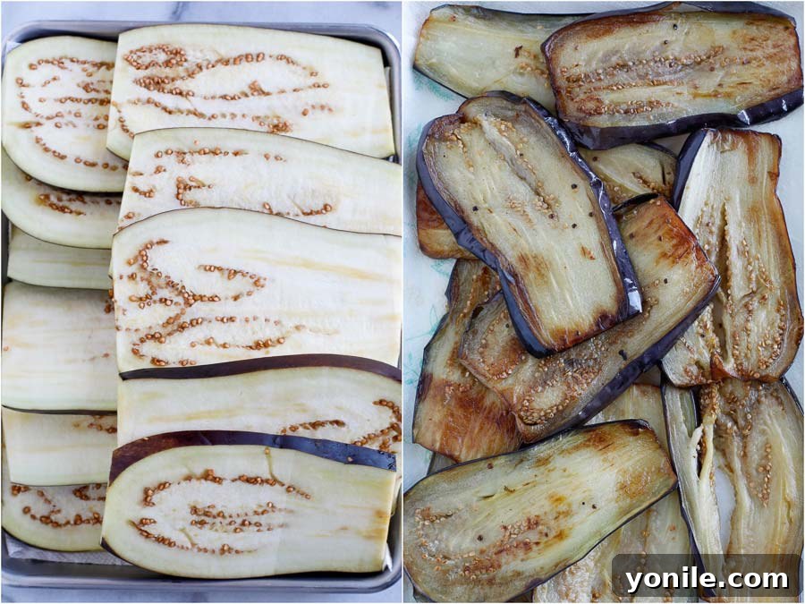 Sliced Eggplant Prepared for Stuffed Eggplant