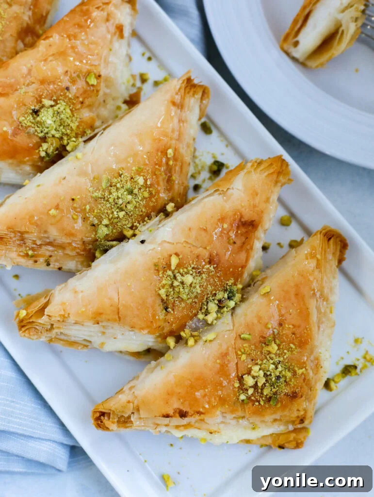 Flaky Lebanese Shaabiyat Pastry 2 lebanese dessert shaabiyat, phyllo dough stuffed with ashta cream