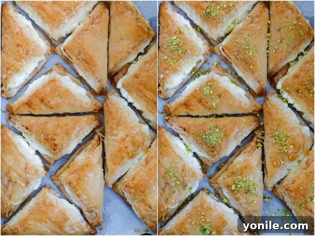 Flaky Lebanese Shaabiyat Pastry 13 baked shaabiyat on a tray