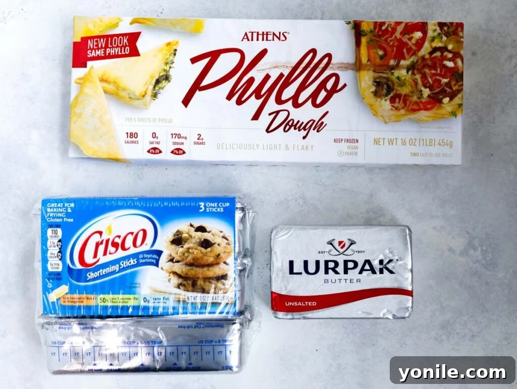 Flaky Lebanese Shaabiyat Pastry 7 phyllo dough, crisco shotening and unsalted butter