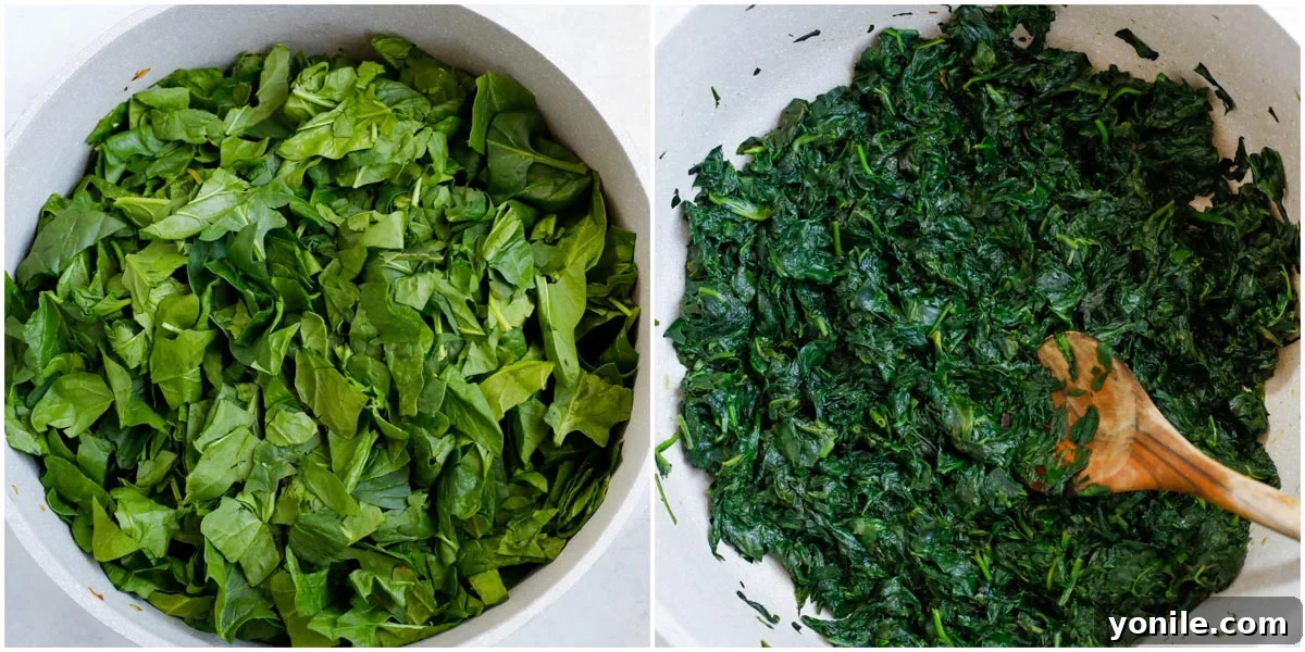Traditional Lebanese Spinach Pies 9 fresh spinach saute