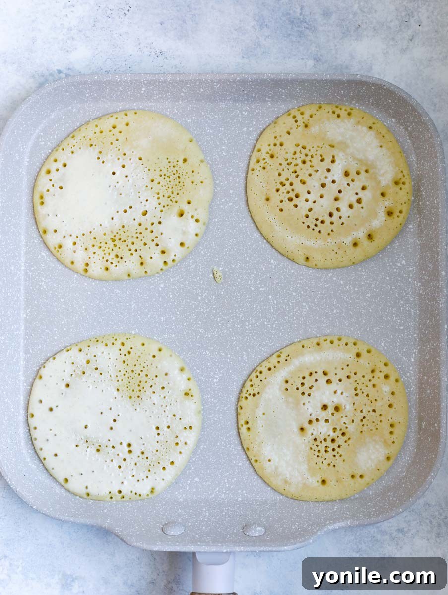 atayef pancakes being cooked