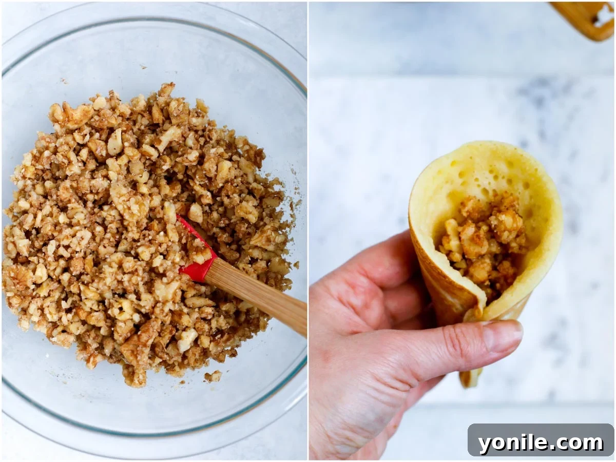 atayef with walnut filling