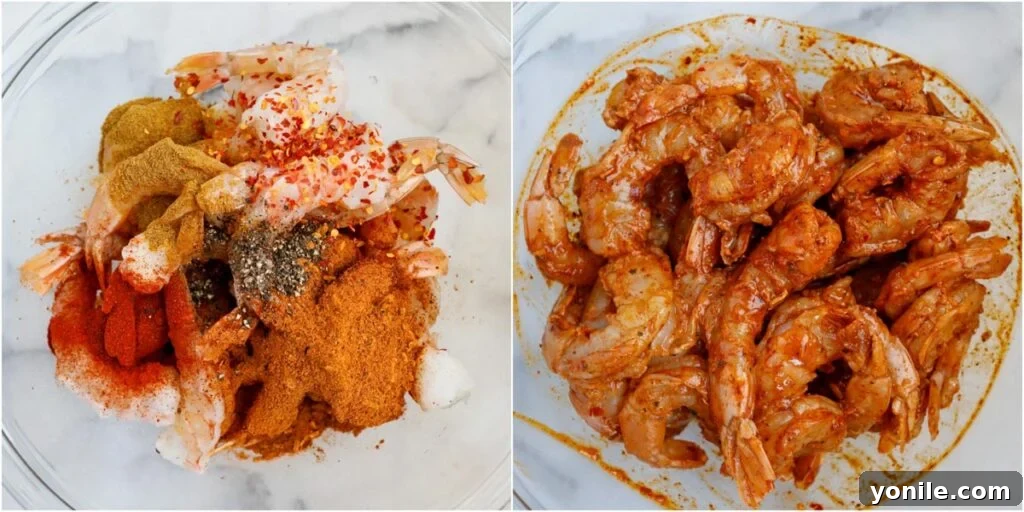 Marinated mexican shrimp in a bowl