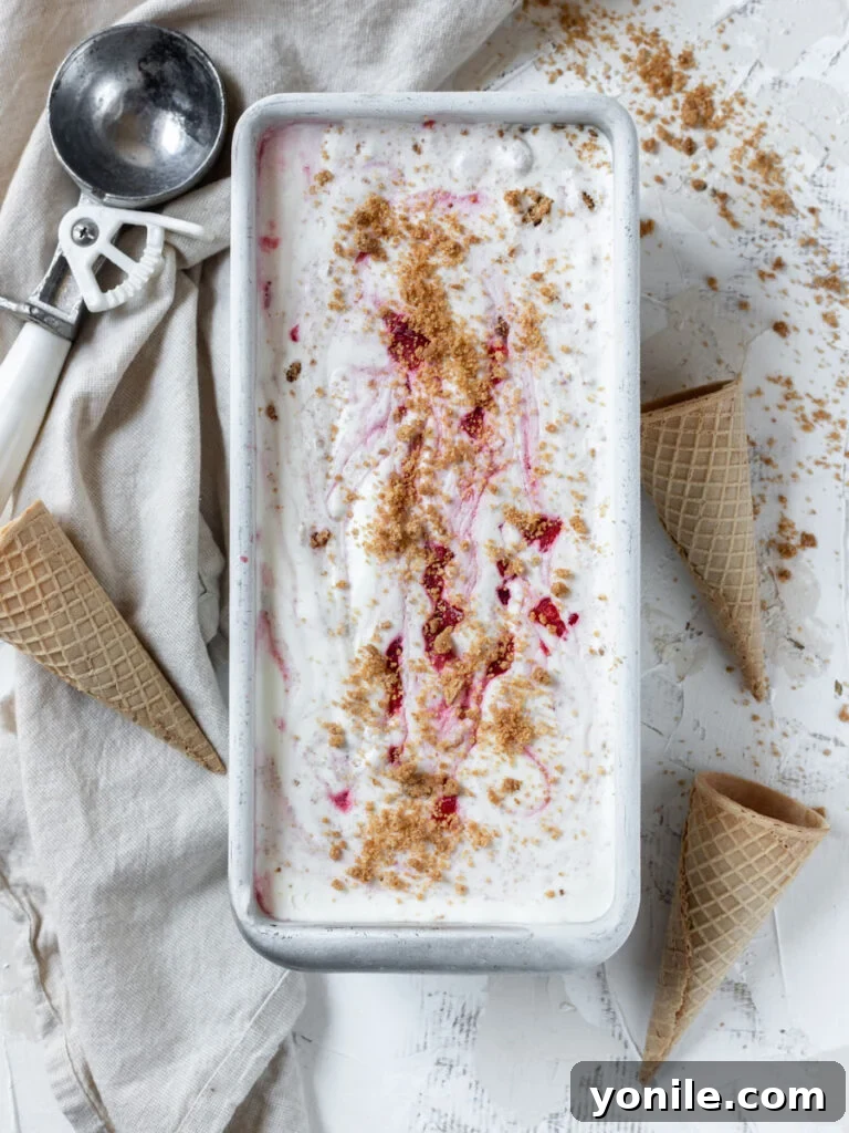 Velvety Strawberry Cheesecake Delight 6 Strawberry Cheesecake Ice Cream in a pan