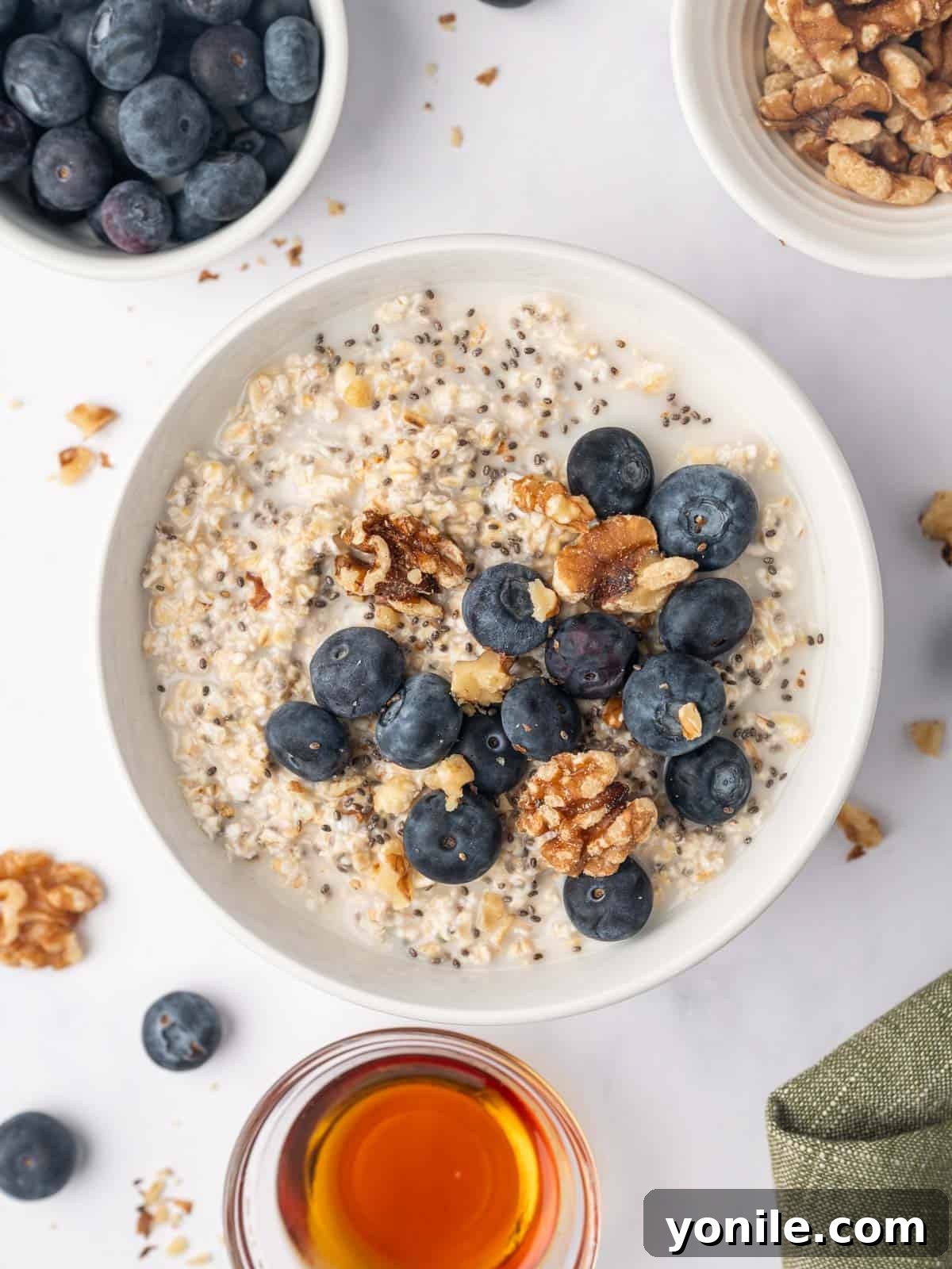 Perfect Oatmeal Every Time 12 Overnight quick oats in a bowl.