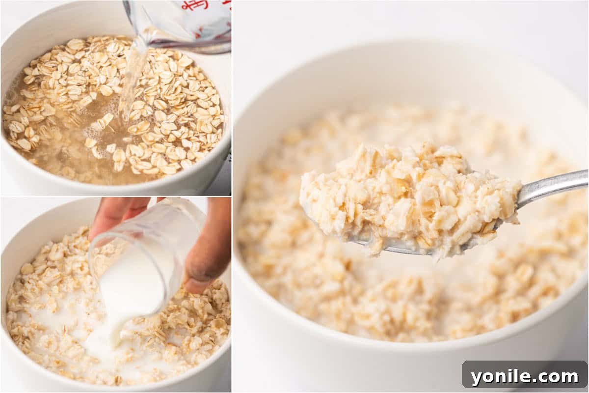 Perfect Oatmeal Every Time 6 Cooking old fashion rolled oats in the microwave.