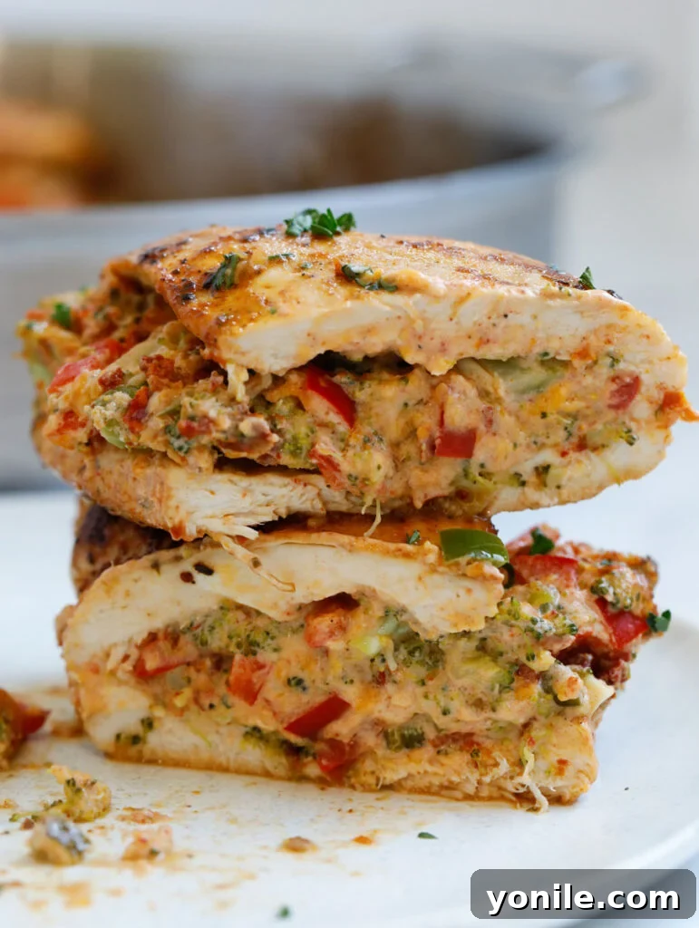 Broccoli and Cheese Stuffed Chicken on a plate