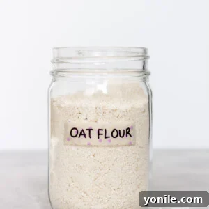 A bowl of finely ground oat flour, ready for baking.
