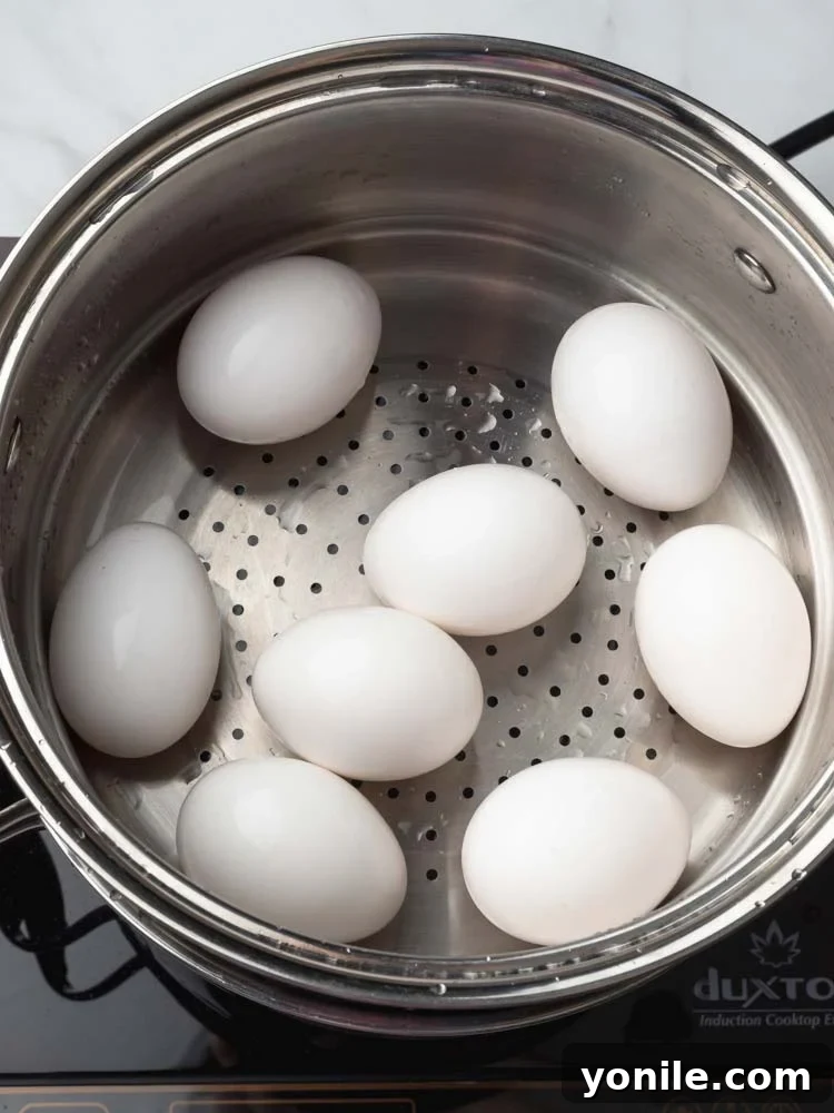Eggs steaming inside an Instant Pot for perfectly cooked results.