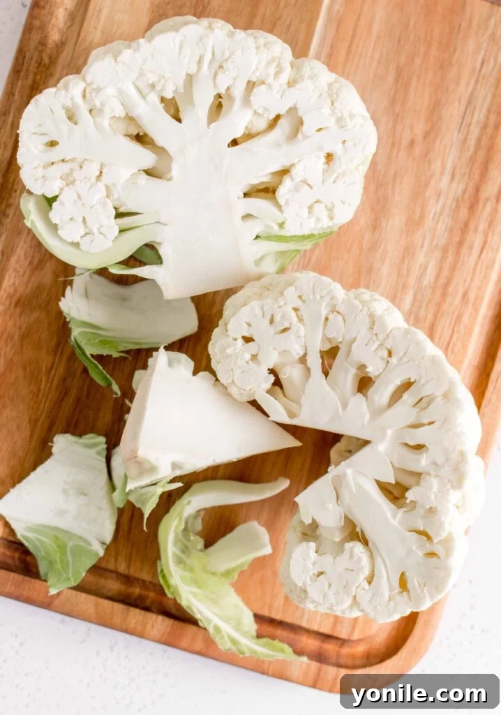 Effortless Cauliflower Prep 5 cauliflower core cut