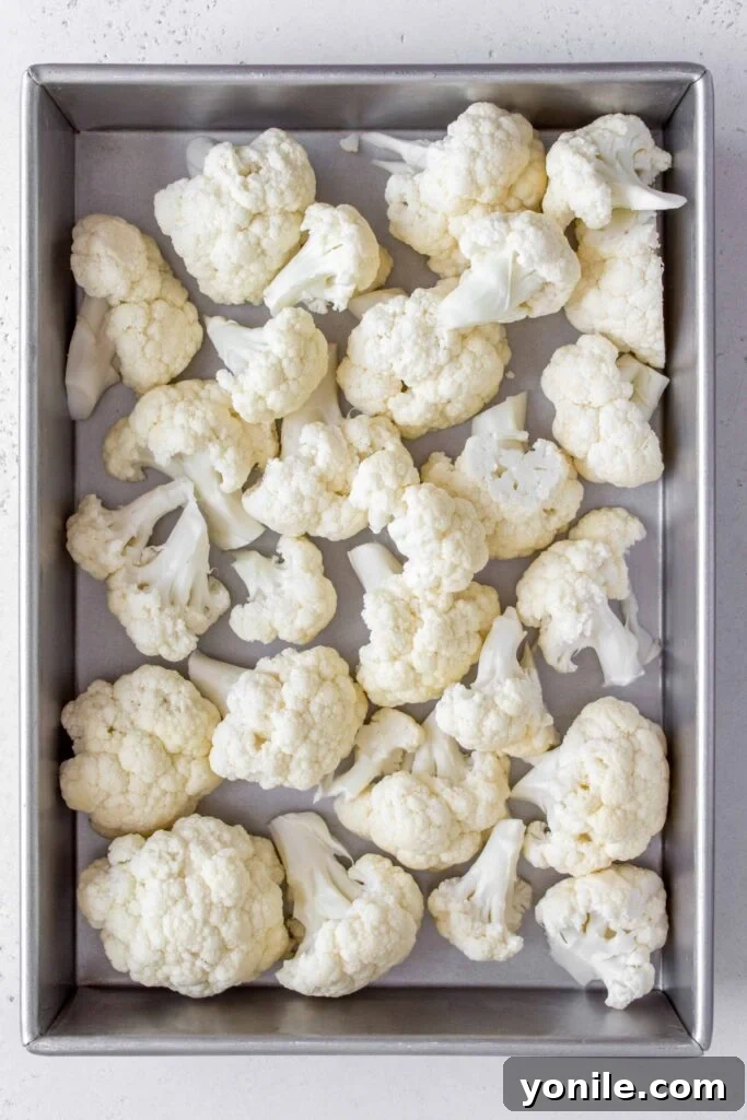 Effortless Cauliflower Prep 8 tray of cauliflower florets ready to freeze