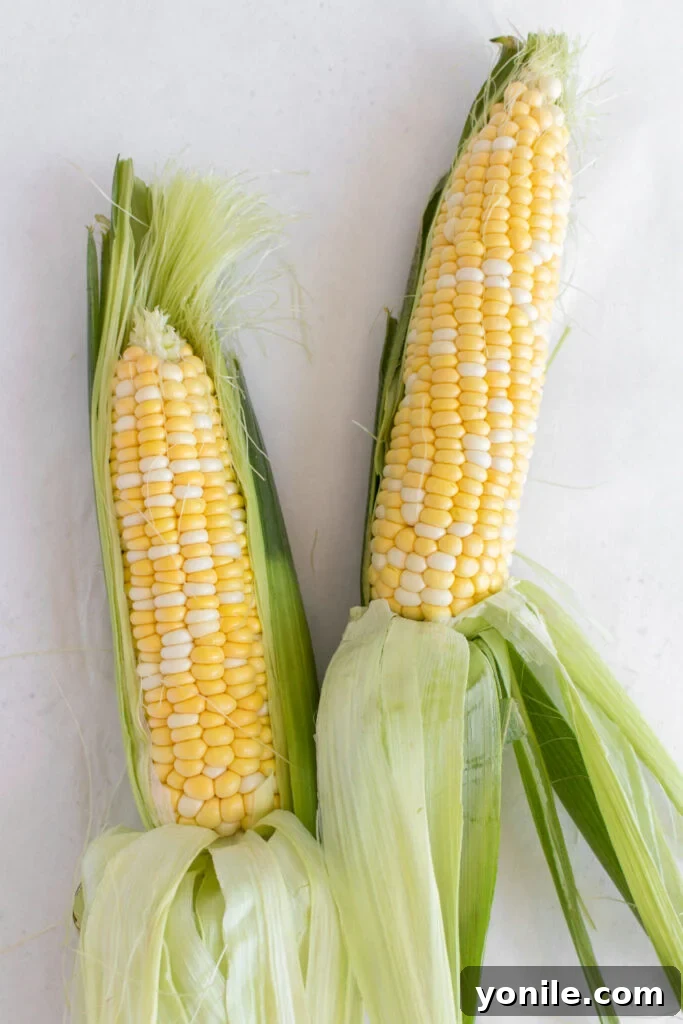 Hands shucking corn