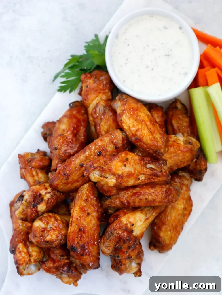 Air Fryer Chicken Wing Recipe on a white plate